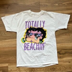 Vintage 1998 Betty Boop Totally Beachin’ White T Shirt Large